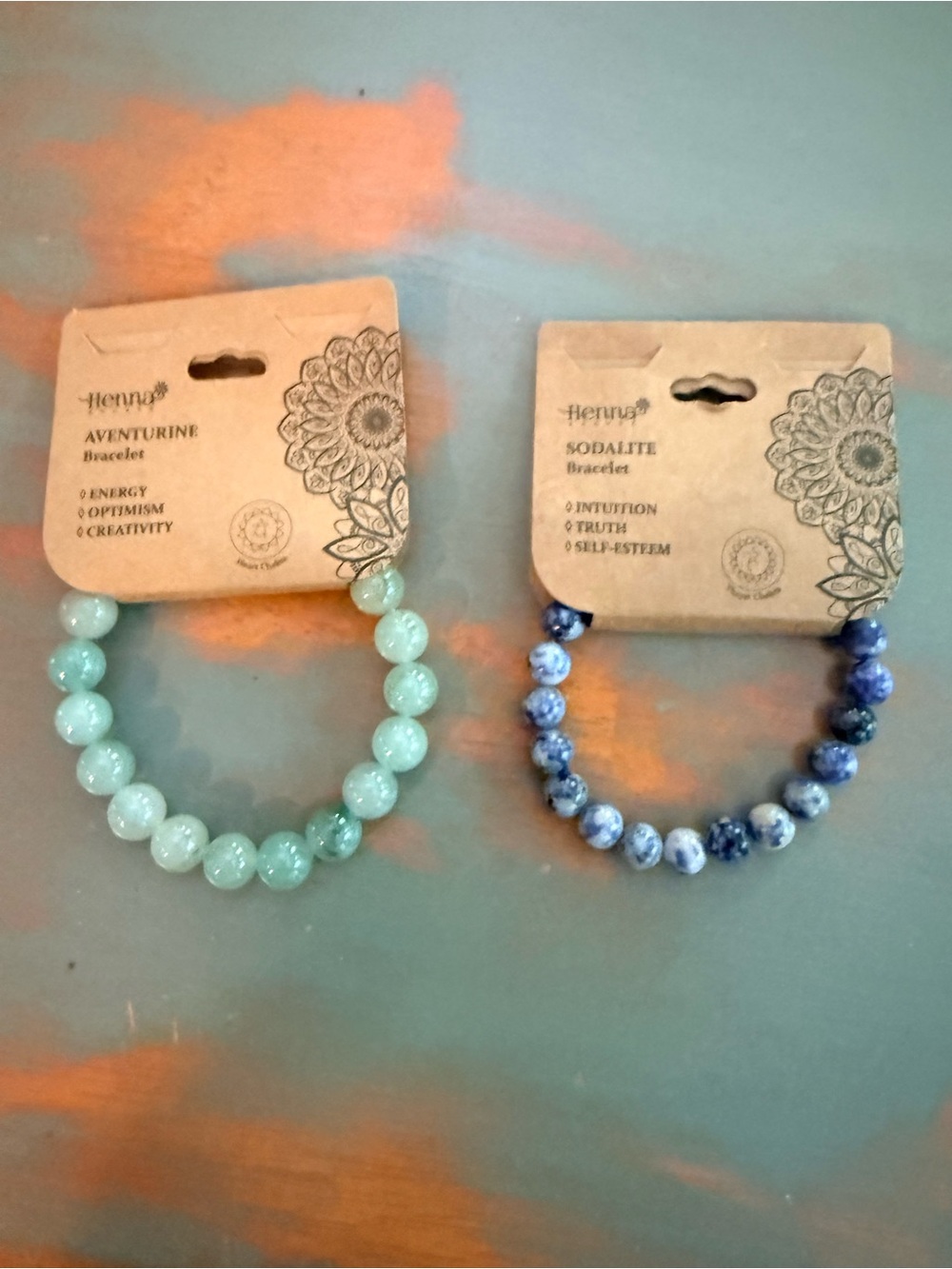Aventurine and Sodalite Bead Bracelets - Green and Blue